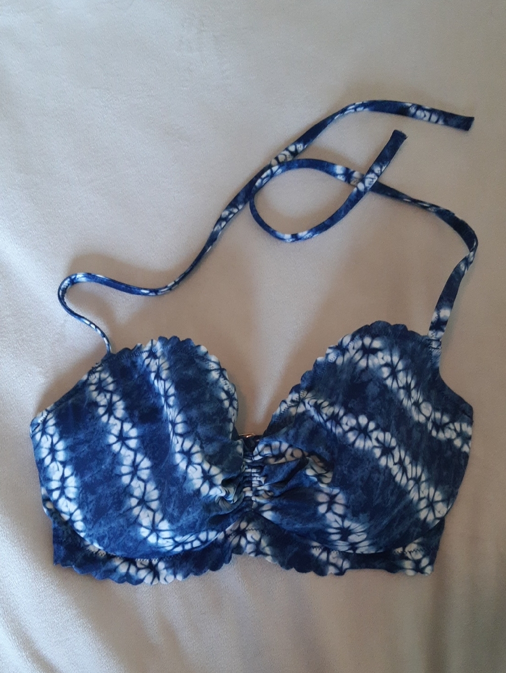 Victoria's Secret Blue Tie-Dye Halter Bikini Top 34DD